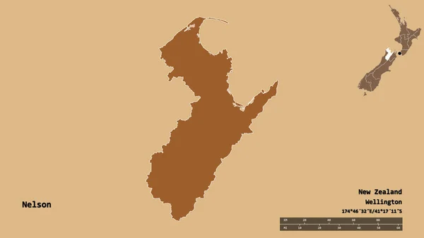 Form Nelson Enhetlig Myndighet Nya Zeeland Med Dess Huvudstad Isolerad — Stockfoto