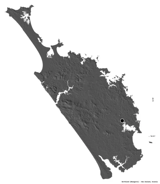 Kształt Northland Rady Regionalnej Nowej Zelandii Stolicą Odizolowaną Białym Tle — Zdjęcie stockowe