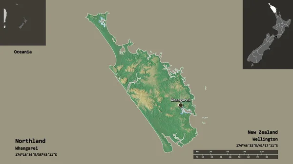 Shape Northland Regionalrat Von Neuseeland Und Seine Hauptstadt Entfernungsskala Vorschau — Stockfoto