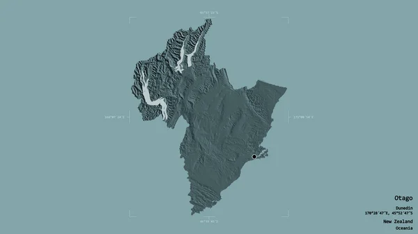 Oblast Otaga Regionální Rada Nového Zélandu Izolovaná Pevném Pozadí Georeferenčním — Stock fotografie
