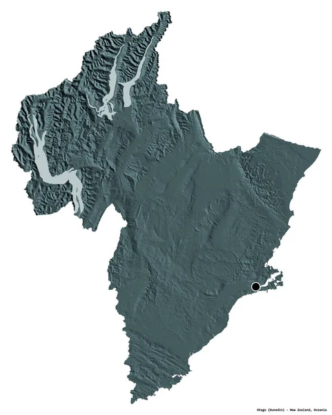 Tvar Otaga Regionální Rady Nového Zélandu Jeho Hlavním Městem Izolovaným — Stock fotografie