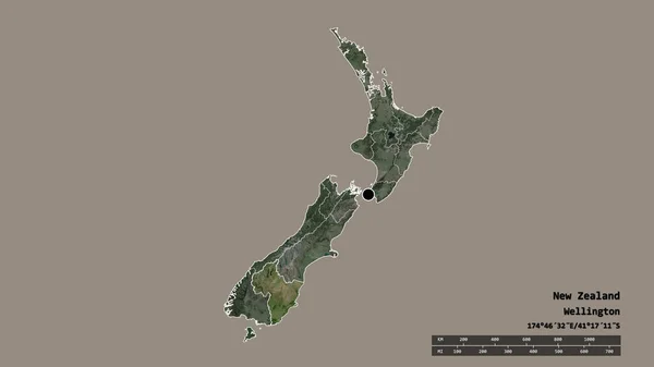 Спустошена Форма Нової Зеландії Столицею Основним Регіональним Поділом Відокремленою Територією — стокове фото