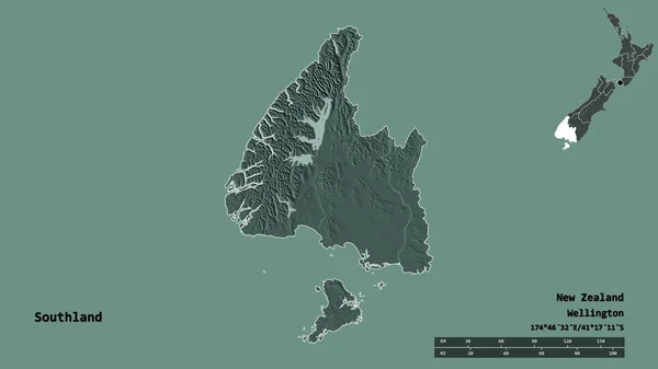 Form Southland Regionala Rådet Nya Zeeland Med Dess Huvudstad Isolerad — Stockfoto