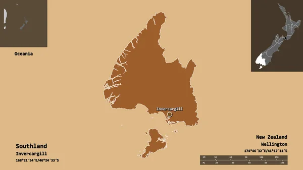 Forme Southland Conseil Régional Nouvelle Zélande Capitale Échelle Distance Aperçus — Photo