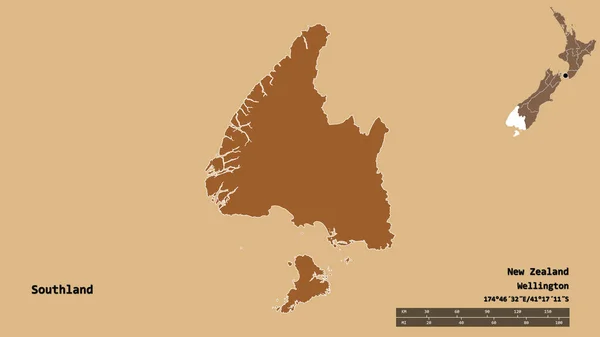 Form Southland Regionala Rådet Nya Zeeland Med Dess Huvudstad Isolerad — Stockfoto