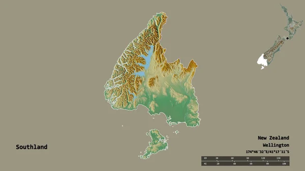 Forme Southland Conseil Régional Nouvelle Zélande Avec Capitale Isolée Sur — Photo