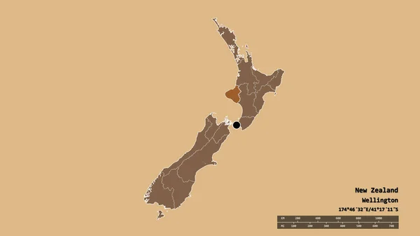 Forma Desnaturalizada Nueva Zelanda Con Capital División Regional Principal Área —  Fotos de Stock