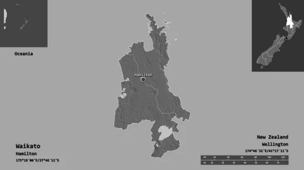 Vorm Van Waikato Regionale Raad Van Nieuw Zeeland Hoofdstad Afstandsschaal — Stockfoto