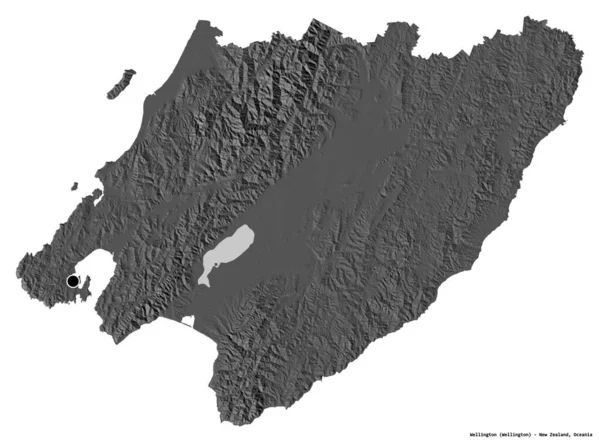 Forma Wellington Consejo Regional Nueva Zelanda Con Capital Aislada Sobre — Foto de Stock