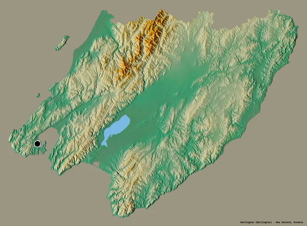 Shape Wellington Regionalrat Von Neuseeland Mit Seiner Hauptstadt Isoliert Auf — Stockfoto