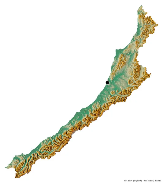 Form Västkusten Regionala Rådet Nya Zeeland Med Sin Huvudstad Isolerad — Stockfoto