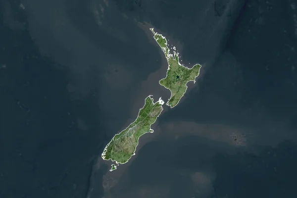 Form Nya Zeeland Åtskilda Desaturering Angränsande Områden Gränser Satellitbilder Rendering — Stockfoto