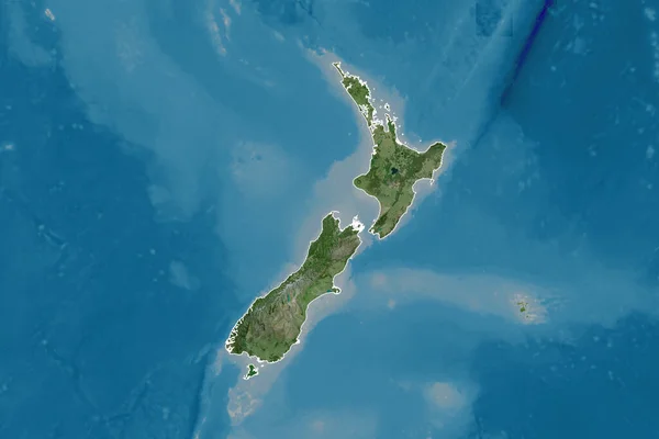 Area Estesa Della Nuova Zelanda Delineata Immagini Satellitari Rendering — Foto Stock
