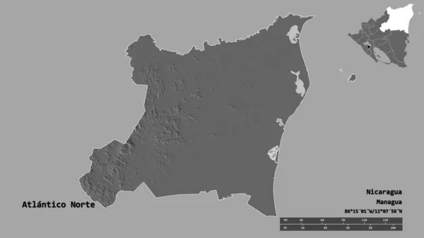 Tvar Atlantico Norte Autonomní Oblasti Nikaragui Hlavním Městem Izolovaným Pevném — Stock fotografie