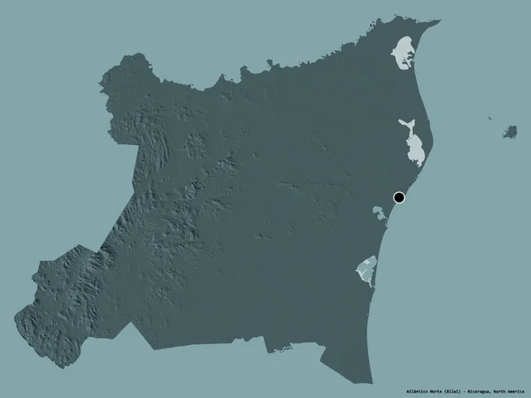 Form Atlantico Norte Autonoma Regionen Nicaragua Med Sin Huvudstad Isolerad — Stockfoto
