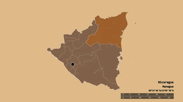 Forma Dessaturada Nicarágua Com Sua Capital Principal Divisão Regional Área — Fotografia de Stock