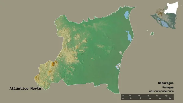 Σχήμα Atlantico Norte Αυτόνομη Περιοχή Της Νικαράγουας Κεφάλαιά Της Απομονωμένα — Φωτογραφία Αρχείου