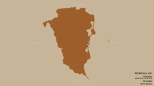 Région Atlantico Sur Région Autonome Nicaragua Isolée Sur Fond Solide — Photo