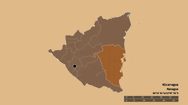 Forma Desnaturalizada Nicaragua Con Capital Principal División Regional Área Separada —  Fotos de Stock