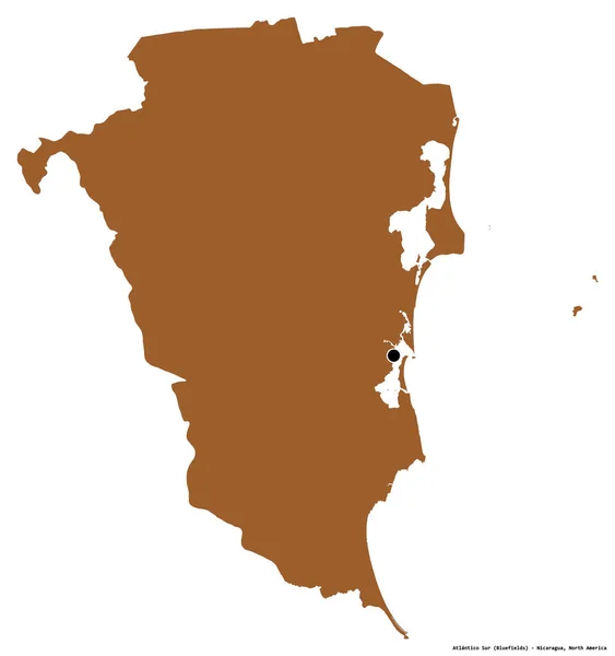 Форма Атлантико Сур Автономна Область Нікарагуа Столицею Ізольованою Білому Тлі — стокове фото