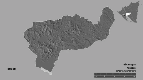 Forma Boaco Departamento Nicaragua Con Capital Aislado Sobre Fondo Sólido — Foto de Stock