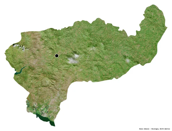 尼加拉瓜省博阿科的形状 其首都被白色背景隔离 卫星图像 3D渲染 — 图库照片