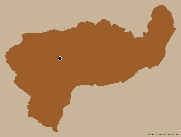 ニカラグアのボアコの形は その首都をしっかりとした色の背景に隔離しています パターン化されたテクスチャの構成 3Dレンダリング — ストック写真
