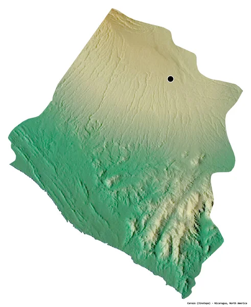 カラゾの形 ニカラグアの部門 その首都は白い背景に隔離されました 地形図 3Dレンダリング — ストック写真