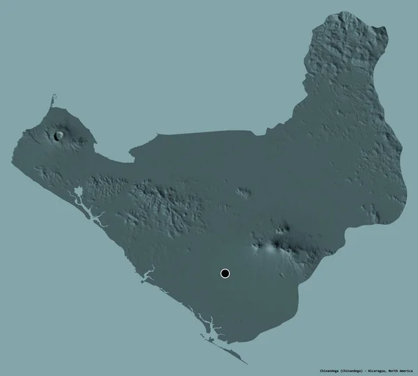 尼加拉瓜省奇南德加的形状 其首都以纯色背景隔离 彩色高程图 3D渲染 — 图库照片
