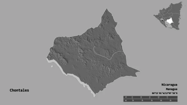 Форма Чонталес Департамент Нікарагуа Столицею Ізольованою Твердому Тлі Масштаб Відстаней — стокове фото