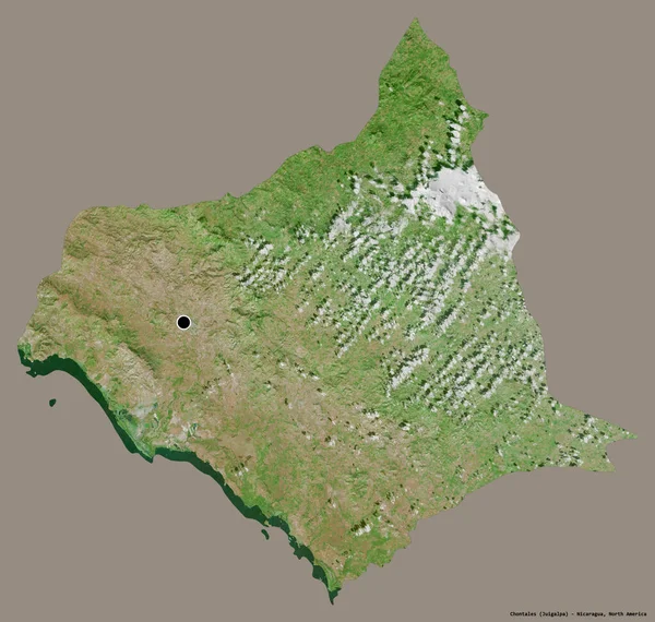 ニカラグア省のチョントーリーの形で その首都はしっかりとした色の背景に隔離されています 衛星画像 3Dレンダリング — ストック写真
