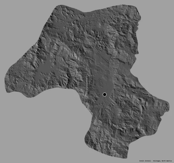 尼加拉瓜省埃斯特里的形状 其首都被隔离在纯色的背景上 Bilevel高程图 3D渲染 — 图库照片