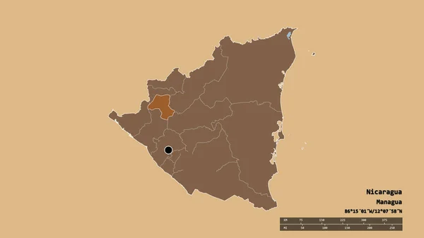 Forma Desolata Del Nicaragua Con Suo Capoluogo Principale Divisione Regionale — Foto Stock