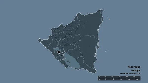 니카라과의 형태와 그리고 그라나다 지역이 있었다 라벨이요 지형도 렌더링 — 스톡 사진