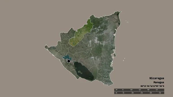 Forma Desnaturalizada Nicaragua Con Capital Principal División Regional Zona Separada —  Fotos de Stock