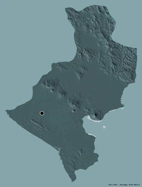 尼加拉瓜省里昂的形状 其首都以纯色背景隔离 彩色高程图 3D渲染 — 图库照片