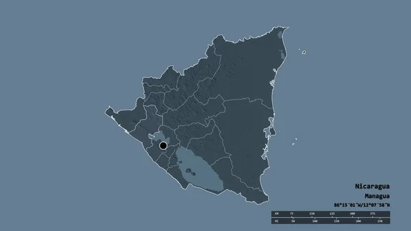 Forma Desnaturalizada Nicaragua Con Capital Principal División Regional Área Separada —  Fotos de Stock