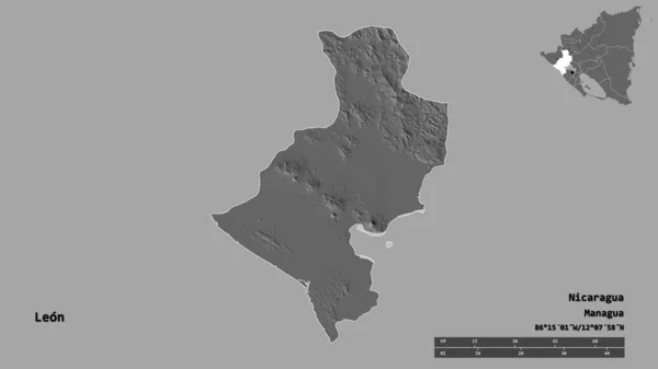 Форма Леона Департамент Никарагуа Столицей Изолированы Прочном Фоне Дистанционный Масштаб — стоковое фото
