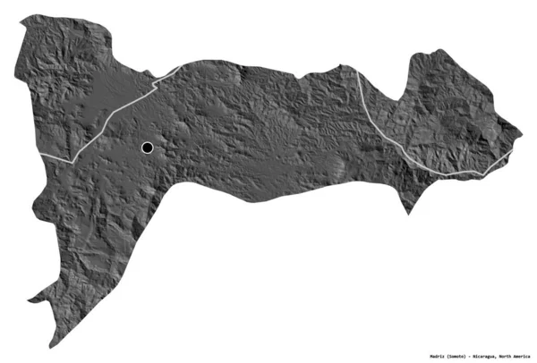 ニカラグアの首都マドリスの形は 白い背景に孤立しています 標高マップ 3Dレンダリング — ストック写真