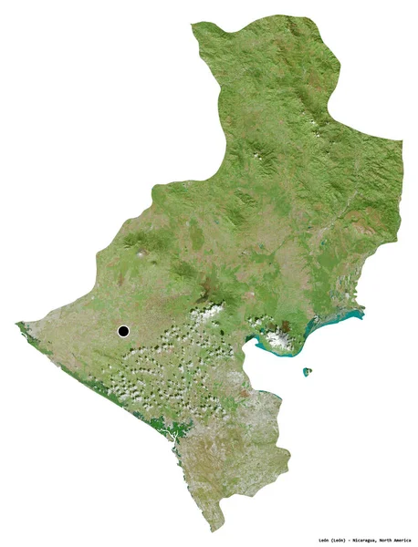 Форма Леон Департамент Нікарагуа Столицею Ізольованою Білому Тлі Супутникові Знімки — стокове фото