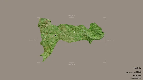 Area Madriz Department Nicaragua Isolated Solid Background Georeferenced Bounding Box — Stock Photo, Image