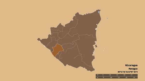 Forma Desolata Del Nicaragua Con Suo Capoluogo Principale Divisione Regionale — Foto Stock