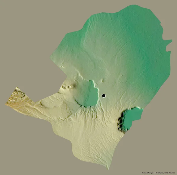 尼加拉瓜省Masaya的形状 其首都用纯色背景隔开 地形浮雕图 3D渲染 — 图库照片
