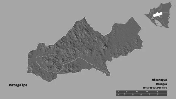 Form Matagalpa Departementet Nicaragua Med Dess Huvudstad Isolerad Solid Bakgrund — Stockfoto