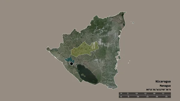 수도인 니카라과의 형태와 그리고 마타갈 지역이 라벨이요 렌더링 — 스톡 사진