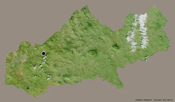 尼加拉瓜省Matagalpa的形状 其首都用纯色背景隔开 卫星图像 3D渲染 — 图库照片