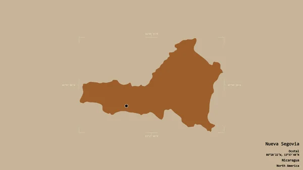 Area Nueva Segovia Department Nicaragua Isolated Solid Background Georeferenced Bounding — Stock Photo, Image