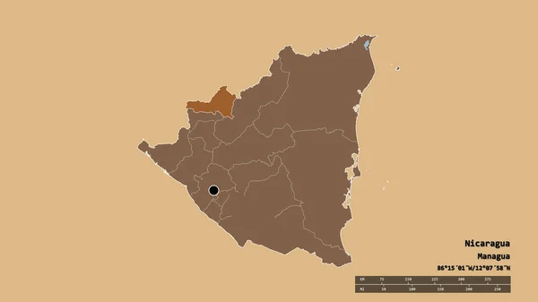 Forma Desolata Del Nicaragua Con Sua Capitale Principale Divisione Regionale — Foto Stock
