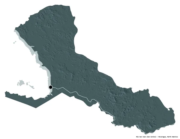 Form Rio San Juan Departementet Nicaragua Med Sin Huvudstad Isolerad — Stockfoto