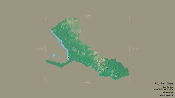 Området Rio San Juan Departementet Nicaragua Isoleret Solid Baggrund Georefereret - Stock-foto